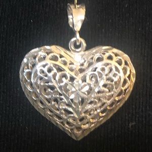 DIAMOND CUT STERLING SILVER HEART PENDANT